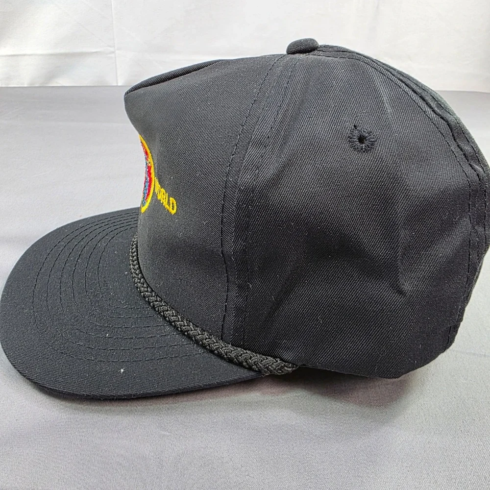 Vintage Sports World Hat Black Snapback‎ Rope Brim Cap Korea OSFA